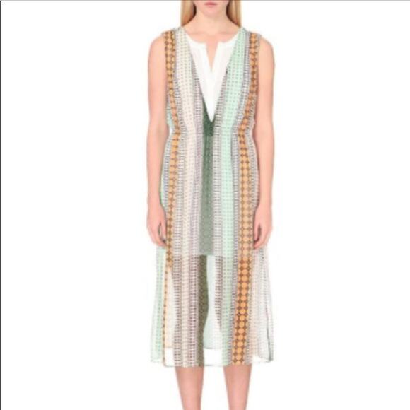 Sandro Multicolor Rone Geometric Chiffon Dress - Picture 1 of 14